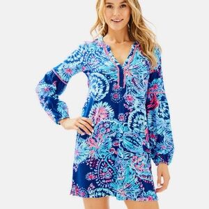 Lilly Pulitzer Joy long-sleeve dress in Deep Indigo Gypsea Girl, size XS
